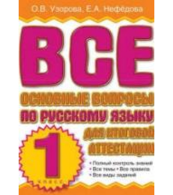 Русский язык. 1 класс. Вопросы к итоговой аттестации.