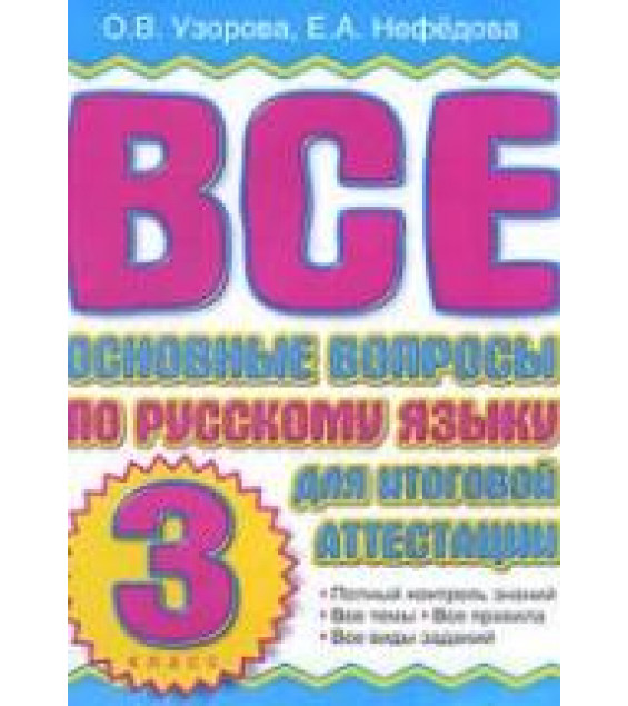 Русский язык. 3 класс. Вопросы к итоговой аттестации.