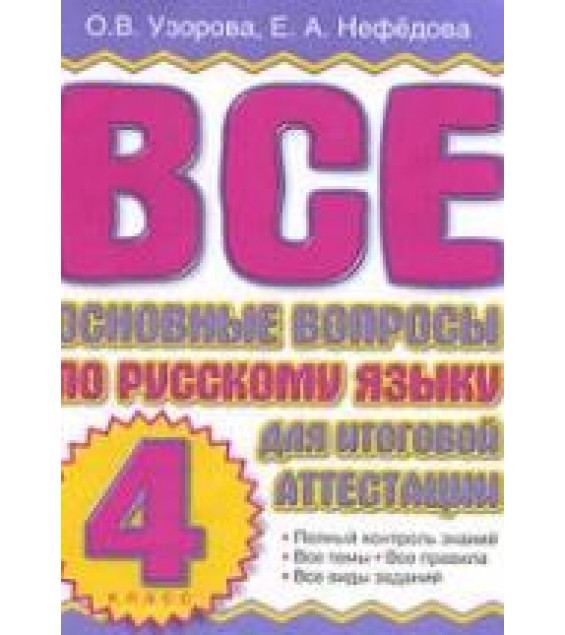 Русский язык. 4 класс. Вопросы к итоговой аттестации.